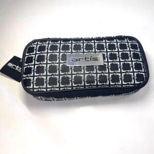 NWT Artis Travel Case, Black with White Logos, Medium, Zipper Makeup Brush Case